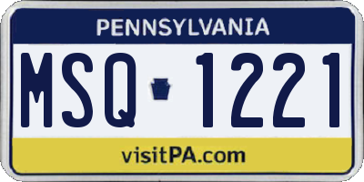 PA license plate MSQ1221