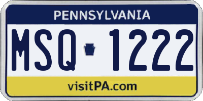 PA license plate MSQ1222