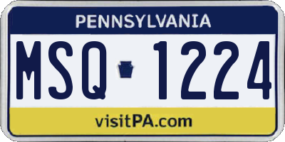 PA license plate MSQ1224