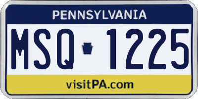 PA license plate MSQ1225