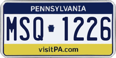 PA license plate MSQ1226