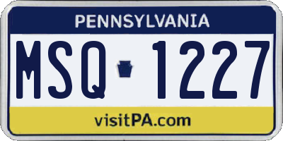 PA license plate MSQ1227