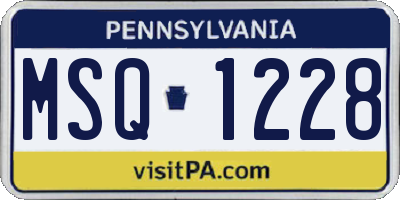 PA license plate MSQ1228