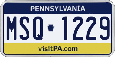 PA license plate MSQ1229