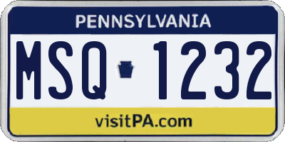 PA license plate MSQ1232