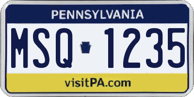 PA license plate MSQ1235