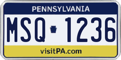 PA license plate MSQ1236