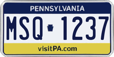 PA license plate MSQ1237