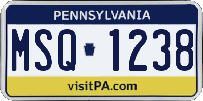 PA license plate MSQ1238