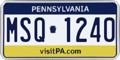 PA license plate MSQ1240