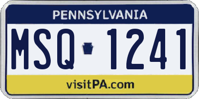 PA license plate MSQ1241