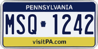 PA license plate MSQ1242