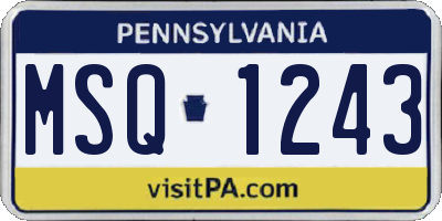 PA license plate MSQ1243