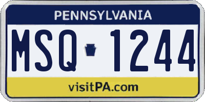 PA license plate MSQ1244