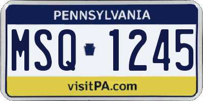 PA license plate MSQ1245
