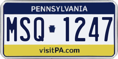 PA license plate MSQ1247