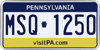PA license plate MSQ1250