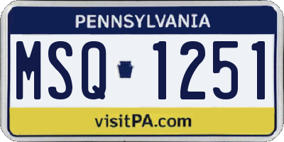 PA license plate MSQ1251