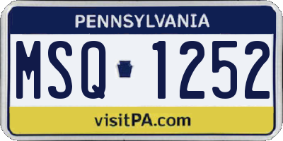 PA license plate MSQ1252