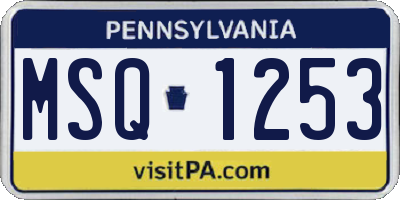 PA license plate MSQ1253