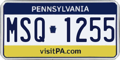PA license plate MSQ1255