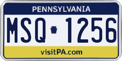 PA license plate MSQ1256