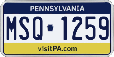 PA license plate MSQ1259