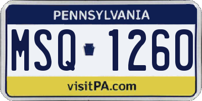 PA license plate MSQ1260