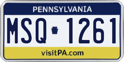 PA license plate MSQ1261