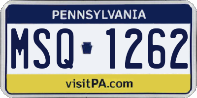 PA license plate MSQ1262