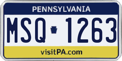 PA license plate MSQ1263
