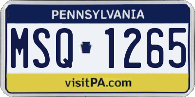 PA license plate MSQ1265