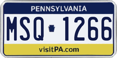 PA license plate MSQ1266