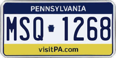 PA license plate MSQ1268