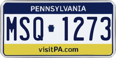 PA license plate MSQ1273