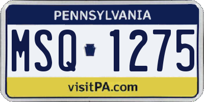 PA license plate MSQ1275