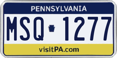 PA license plate MSQ1277