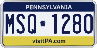 PA license plate MSQ1280