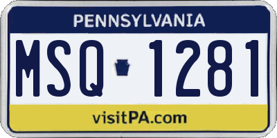 PA license plate MSQ1281