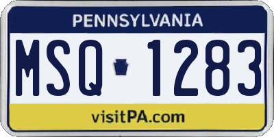 PA license plate MSQ1283