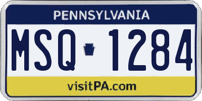 PA license plate MSQ1284