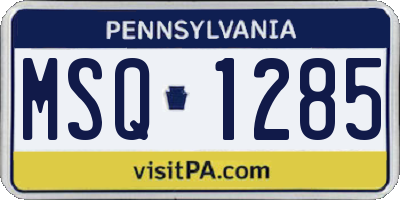 PA license plate MSQ1285