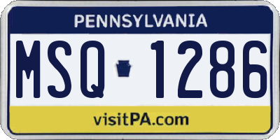 PA license plate MSQ1286