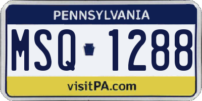 PA license plate MSQ1288