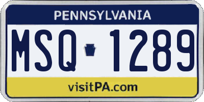 PA license plate MSQ1289
