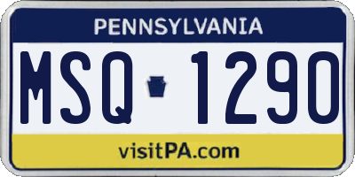 PA license plate MSQ1290