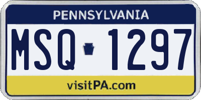 PA license plate MSQ1297