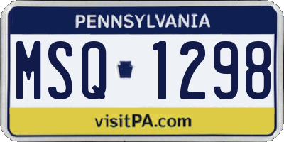 PA license plate MSQ1298