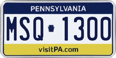 PA license plate MSQ1300