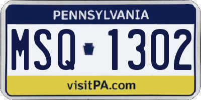 PA license plate MSQ1302